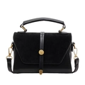 Borsa a tracolla nero opaco con finiture dorate vintage e design in pelle doppia - Nero