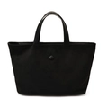 Bolso tote minimalista de ante negro de gran capacidad con cierre de botón a presión circular - Negro
