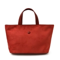 Bolso tote de ante sintético rojo ladrillo con diseño minimalista y asas de cuero - Rojo