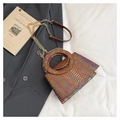 Sac bandoulière chic motif serpent laser avec chaîne dorée et poignée ronde découpée - Orange