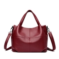 Bolso tote vintage de cuero burdeos con textura granulada y correa de hombro extraíble - Burdeos