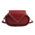 Borsa a tracolla vintage bordeaux in pelle con cuciture bianche a contrasto di stile - Rosso
