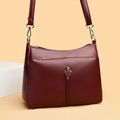 Borsa a tracolla bordeaux vintage in pelle martellata con finiture in metallo argento - Borgogna
