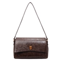 Vintage coffee brown crossbody bag with retro texture and gold metal clasp in faux leather - Brown
