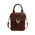 Borsa a tracolla minimalista marrone scuro con chiusura dorata e manico superiore - Marrone