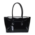 Classic black patent leather tote bag with glossy finish and long shoulder straps - Black