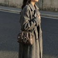 Fashionable rivet cloud chain bag in dark grey with silver studs for 2025 street style - Brown