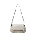 Borsa a tracolla minimalista bianco crema in pelle PU con fibbie in metallo argentato - Bianco Sporco