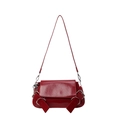 Borsa a tracolla chic in vernice rossa da donna con doppie fibbie argentate - Borgogna