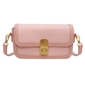 Pink lychee texture square bag with gold twist lock and adjustable shoulder strap - Pink
