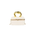 Elegante borsa clutch in acrilico avorio con manico dorato scultoreo e catena - Bianco