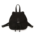 Zaino da donna nero alla moda con bordi in morbido peluche e chiusura a coulisse - Nero
