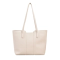 Minimalistische cremeweiße Tote Bag mit Litschistruktur und dünnen Schulterriemen - Weiß