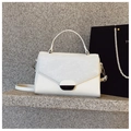 Elegant white envelope handbag with textured wave pattern and metallic decorative buckle - White