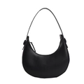 Borsa a mezzaluna minimalista in pelle nera con finitura opaca e silhouette curva - Nero