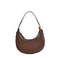 Borsa a spalla a mezza luna in pelle marrone scuro con finitura opaca liscia - Marrone