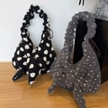 Borsa a tracolla invernale in lana di agnello a pois con fiocco decorativo - Grigio
