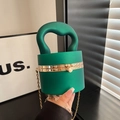 Mini emerald green round cylinder handbag with matte finish and thick curved handle - Cylindrical Shape / Matte Green
