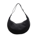 Große schwarze Hobo-Schultertasche aus Premium-Wildleder mit verstellbarem Gurt und Zipper - Schwarz