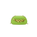 Fluorescent green acrylic clutch with gold wave accent and fine snake chain strap - Light Green