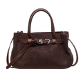 Borsa tote in pelle marrone scuro con doppi manici e tracolla regolabile da donna - Marrone