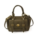 Sac messager vert olive vintage avec fermoir doré et texture en cuir mat lisse - Vert (Sans Pendentif)