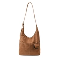 Bolso tote retro marrón de gran capacidad con textura mate y correa ajustable - Marrón