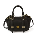 Sac messager noir mat rétro avec détails dorés et bandoulière réglable pour femmes - Noir (Sans Pendentif)