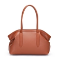 Sac bowling en cuir grainé marron avec fines anses et design Boston grande capacité - Marron