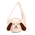 Bolso bandolera de perrito de ganchillo hecho a mano en blanco roto con orejas marrones - Blanco