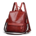Zaino da viaggio vintage in morbida pelle rosso scuro per donna in finitura bordeaux - Rosso