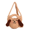 Bolso de hombro de punto hecho a mano con diseño de cachorro caqui para mujeres - Marrón