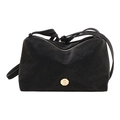 Borsa a tracolla in finta pelle scamosciata nera con logo C dorato e cinturino - Nero