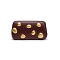 Artistic dark burgundy evening clutch bag with unique gold pebble metal studs on front - Burgundy