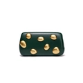 Deep green cross-body evening clutch bag with irregular gold pebble metal decorations - Green