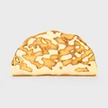 Modern semi-circular gold clutch bag with luxurious hammered texture and metallic finish - Gold