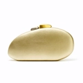 Elegant gold pebble-shaped clutch bag with irregular metallic clasps for evening wear - Gold