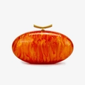 Elegante Acryl-Clutch Tasche mit orangefarbener Marmorierung und goldenem Metallverschluss - Orangerot