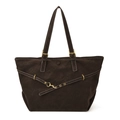 Grand sac fourre-tout minimaliste en daim marron foncé avec détails de boucle dorée - Marron
