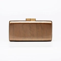 Elegante borsa clutch rettangolare in acrilico effetto marmo con chiusure in metallo dorato - caffè