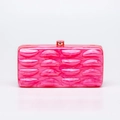 Chic pink acrylic shell clutch bag with marble texture and gold metal clasp for evening weddings - Rose Red