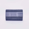 Blue glitter evening clutch bag with striped texture and elegant crossbody chain - Blue