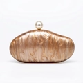 Elegant champagne gold marble acrylic shell evening clutch with a large pearl clasp - Coffee