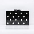 Elegante schwarze Marmor-Acryl-Clutch mit Perlenbesatz für Hochzeiten und Abende - Schwarz