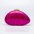 Chic shell-shaped acrylic evening clutch bag in magenta marble pattern with rhinestone clasp - Rose Red