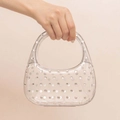 Elegante klare Acryl-Abendtasche mit funkelnden Strasssteinen und Griffdesign - Transparent