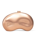 Modische roségoldene Clutch in Bohnenform mit hochglanzpolierter Metalloberfläche - Roségold