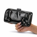 Modern black liquid metal texture clutch bag with irregular wave pattern for women - Black
