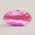 Bolso de noche rosa metalizado con forma de concha y elegante cierre dorado brillante - Rosa Rojo