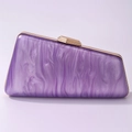 Women's purple marble acrylic evening clutch bag with gold metal frame and geometric clasp - Light Purple